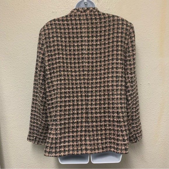 Studio 1 Vintage Women's Sz 16 Blazer Black/Pink Y2K Textured Lined Open Front - Picture 2 of 9